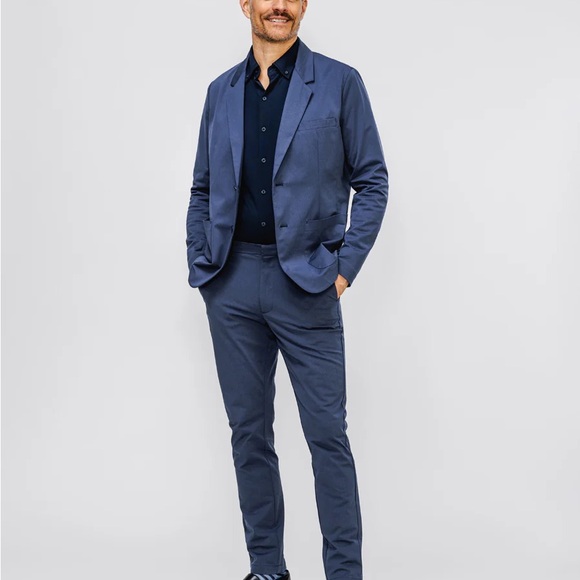 Ministry of Supply Shadow Blue Heather, Kinetic Blazer AND Pants